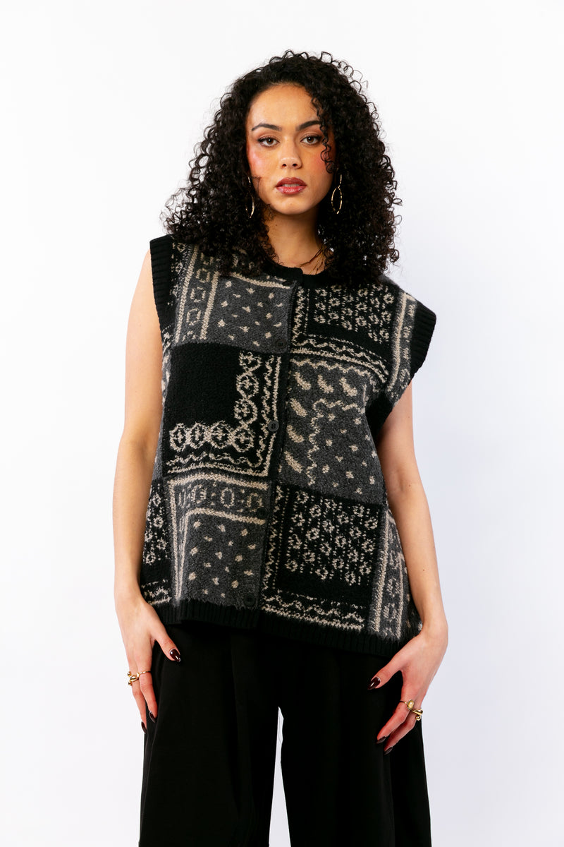 SAO : Gilet jacquard sans manches